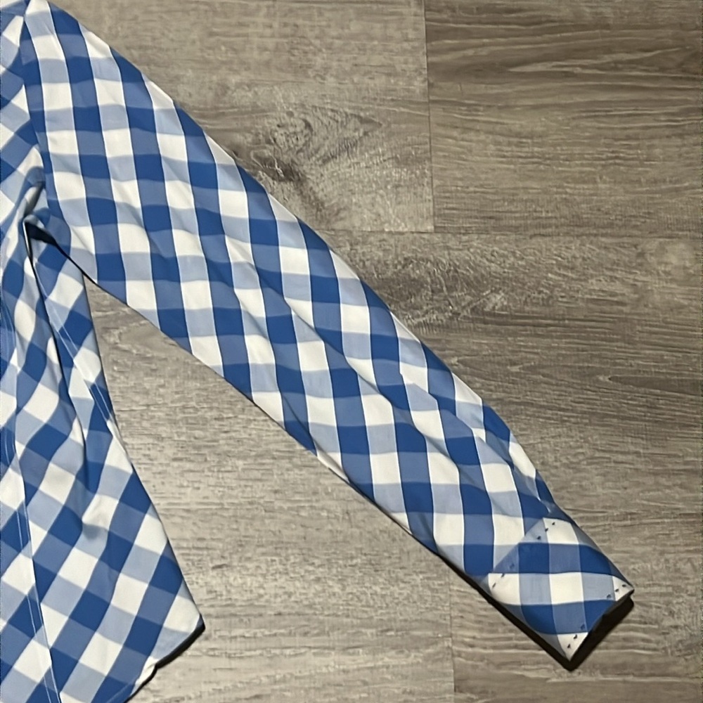 Faconnable Blue White Gingham Fitted Button Down … - image 3